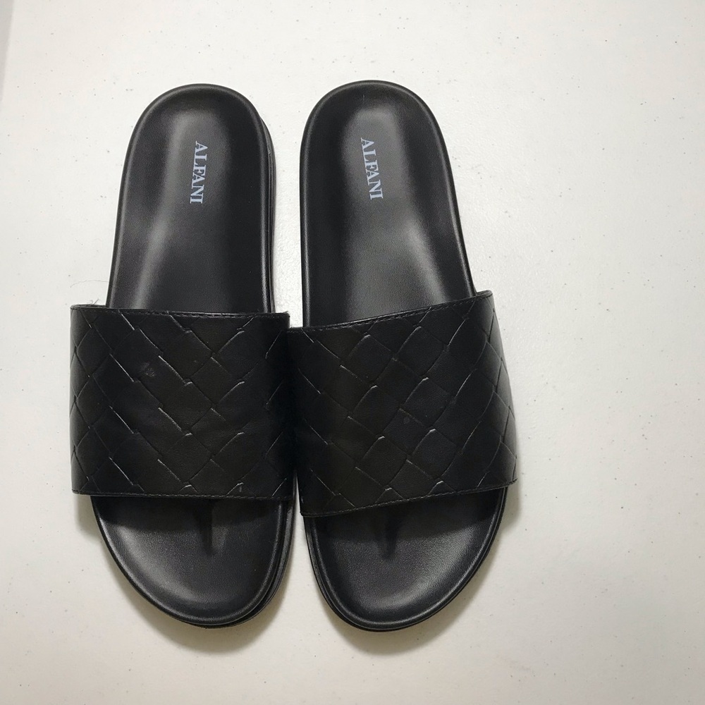 Alfani Black Woven Leather Slide Sandals Size 10.5M SB-K